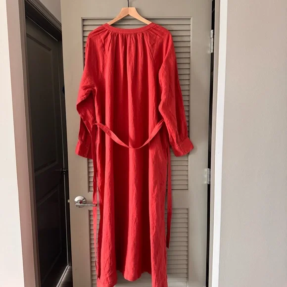 J. Crew | 100% Linen Cabana Maxi Dress in Red Sand Brand~ New w/o Tag 2X - Picture 13 of 13